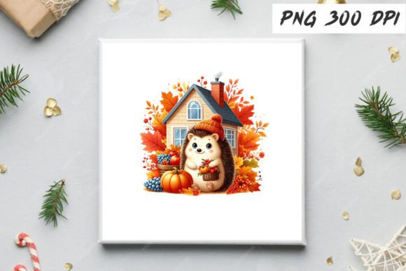 Download Autumn Hedgehog with House Free Clipart - Premium Resources