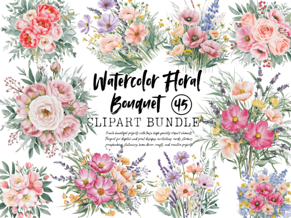 Download Vintage Watercolor Floral Bouquet Clipar - Floral bouquet Collection