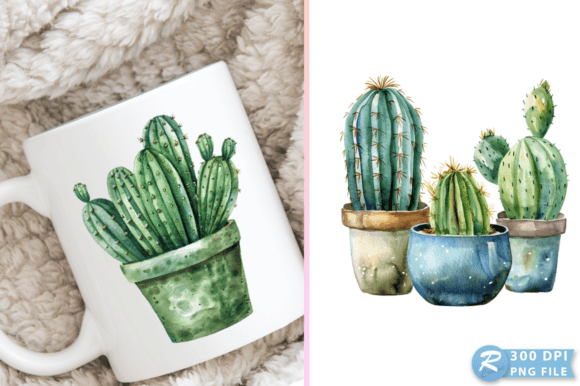 Download Watercolor Cactus Pot Exquisite Clipart - Premium Bundle