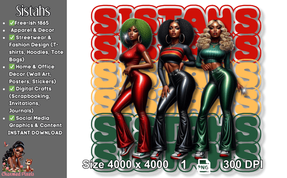 Download Sistahs” PNG – Afrocentric Digital Art - Afrocentric Collection