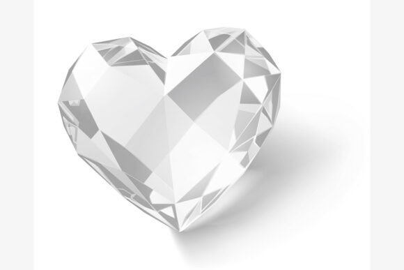 Download Diamond Heart Shape on White Background. - Diamond heart shape Collection