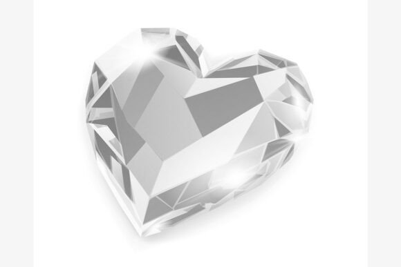 Download Diamond Heart Shape on White Background. - Diamond heart shape Collection
