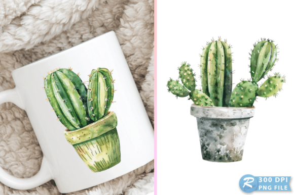 Download Watercolor Cactus Pot Exquisite Clipart - Premium Bundle