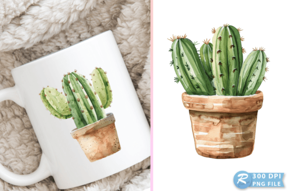 Download Watercolor Cactus Pot Exquisite Clipart - Premium Resources