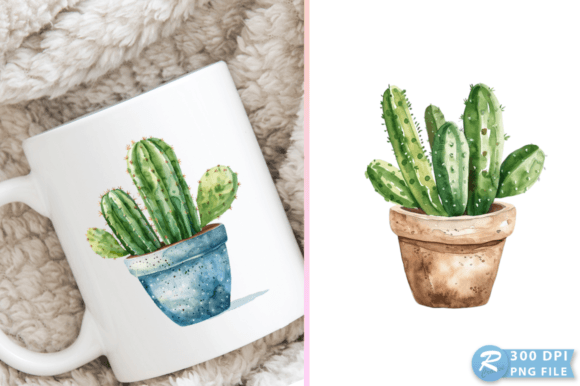 Download Watercolor Cactus Pot Exquisite Clipart - Premium Bundle