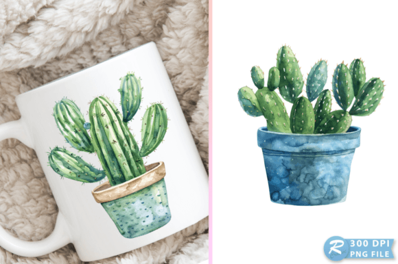 Download Watercolor Cactus Pot Exquisite Clipart - Premium Bundle
