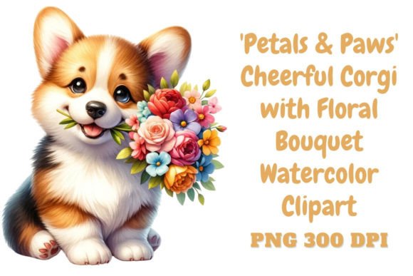 Download Cheerful Corgi &amp; Floral Bouquet Clipart - Floral bouquet Collection