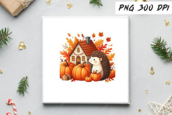 Download Autumn Hedgehog with House Free Clipart - Premium Resources