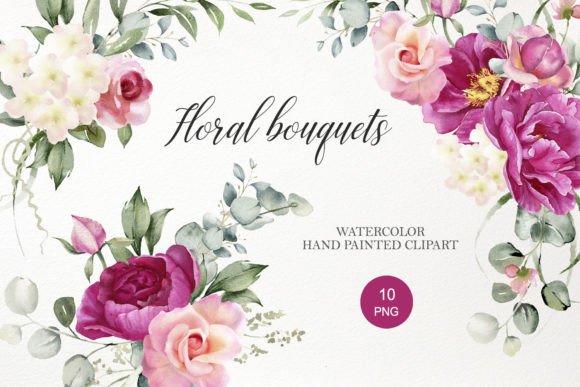 Download Watercolor Floral Bouquet Clipart PNG - Floral bouquet Collection